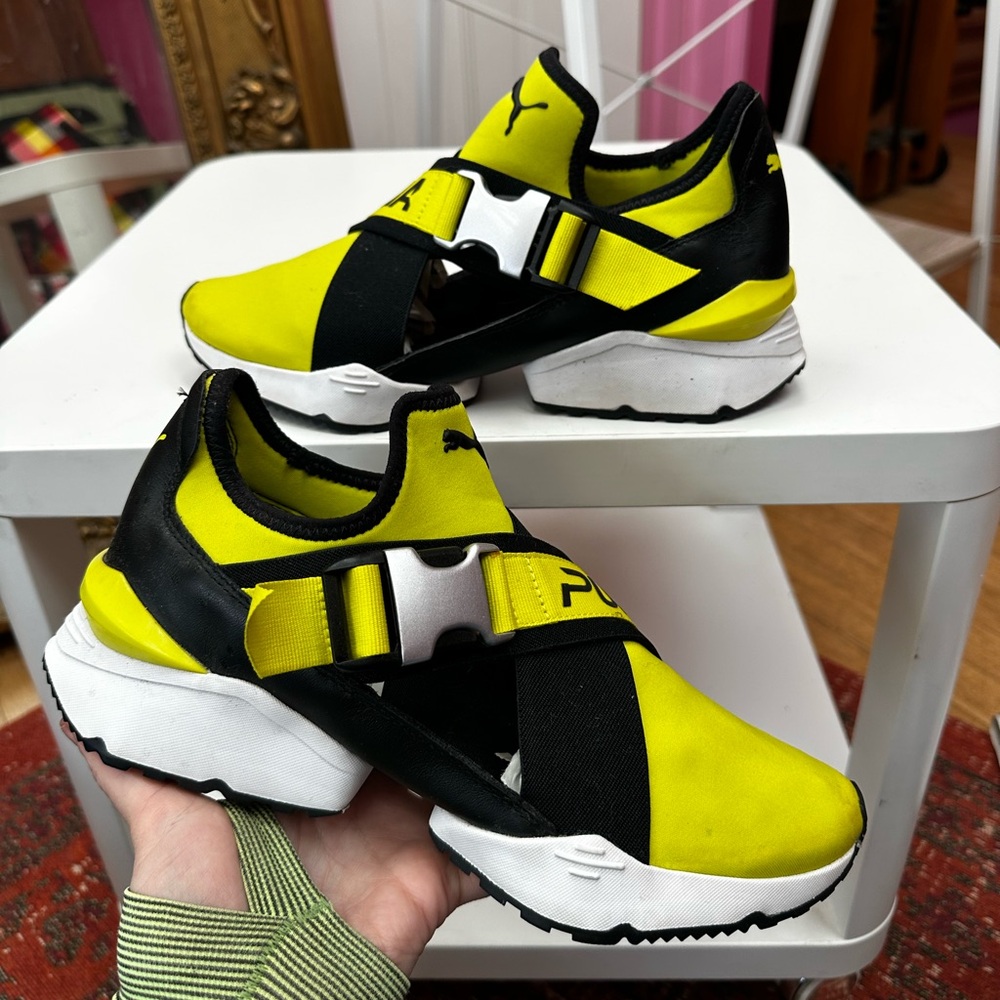 Puma Yellow and Black Women's Sneakers